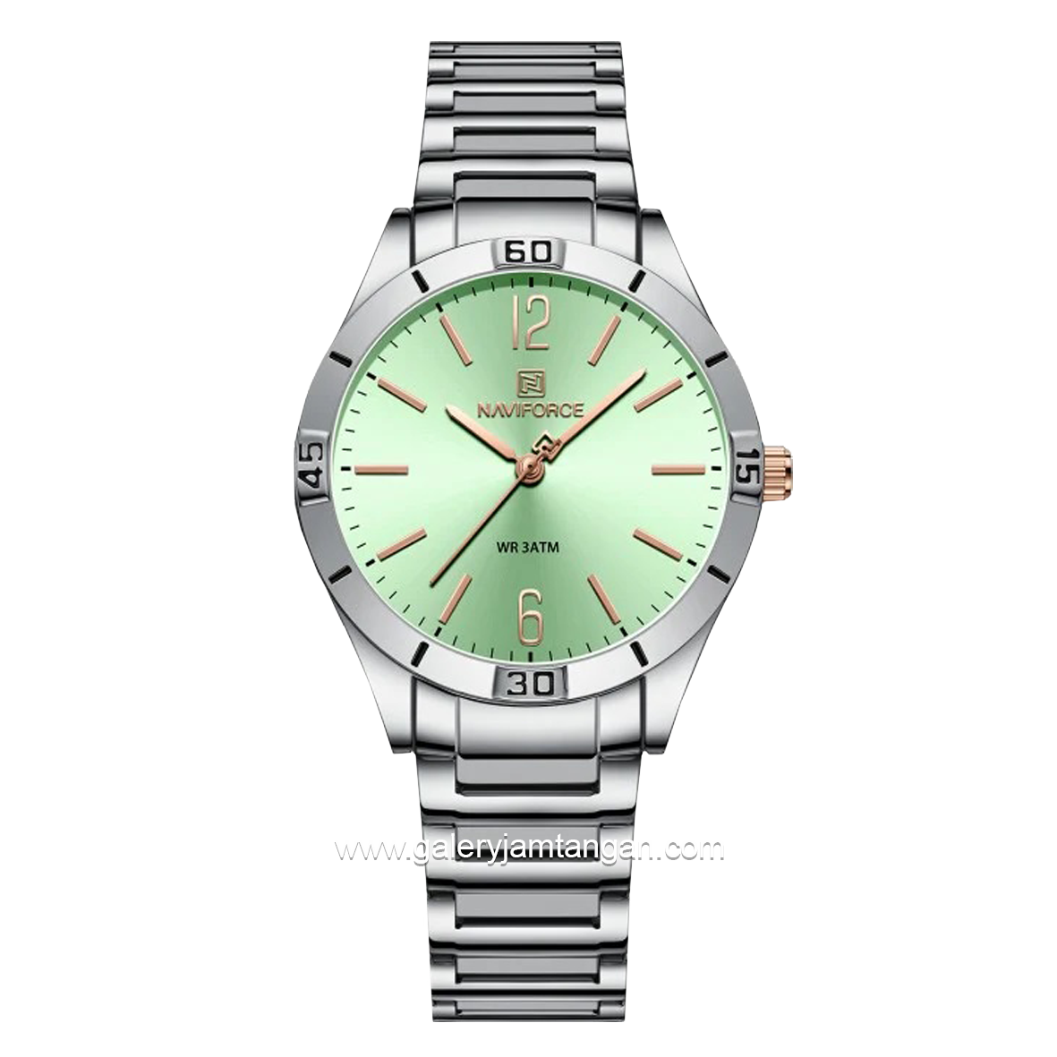 NAVIFORCE NF-5029L Silver Dial Green Stainless Steel Strap