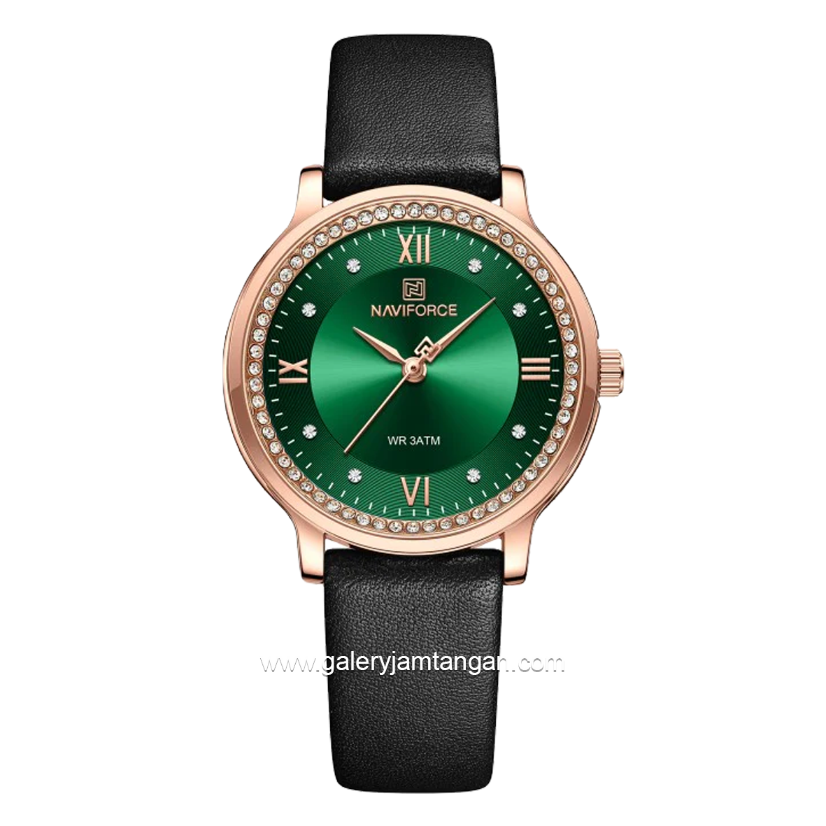 NAVIFORCE NF-5036L Women Watch Black Leather Strap