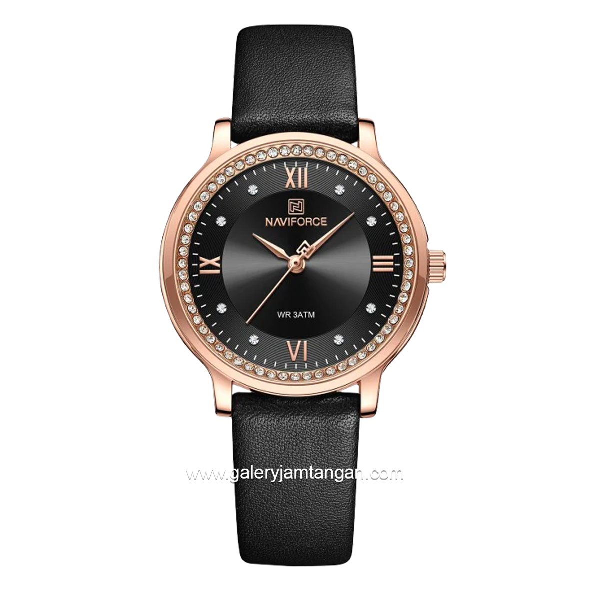 NAVIFORCE NF-5036L Women Watch Black Leather Strap