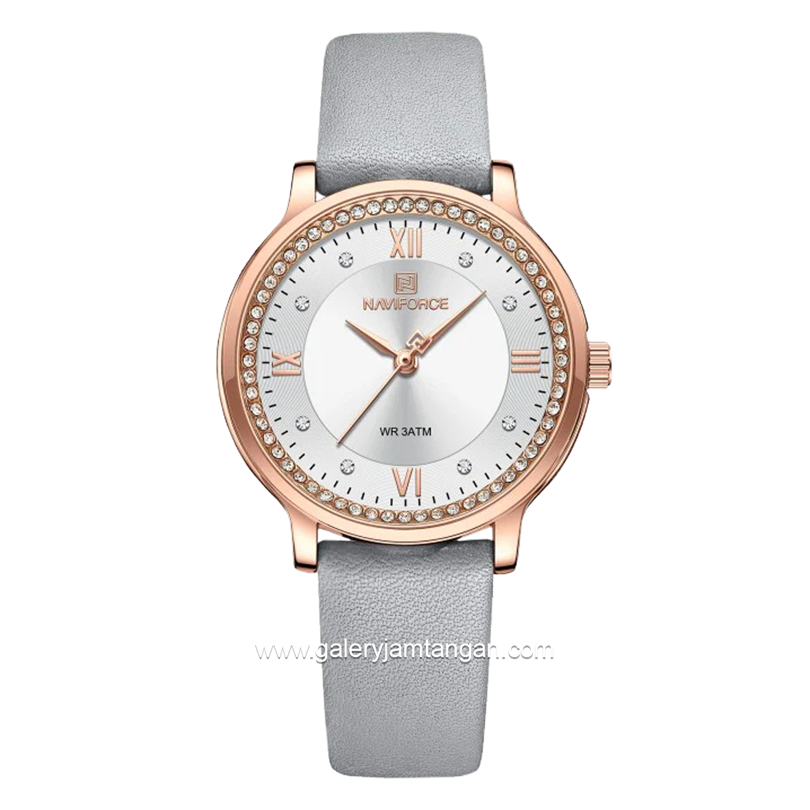 NAVIFORCE NF-5036L Women Watch Ring Rosegold Leather Strap