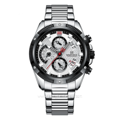 NAVIFORCE NF-8021M Silver Black Chronograph Stainless Steel