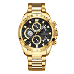 NAVIFORCE  NF-8021M Gold Black Chronograph Stainless Steel Strap