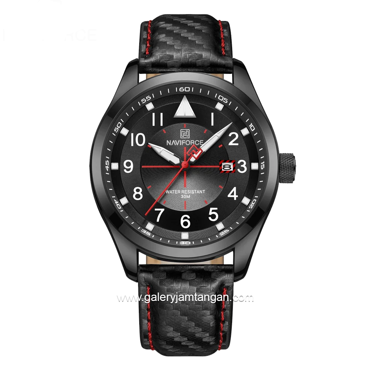 NAVIFORCE NF-8022M Full Black Analog Leather Strap