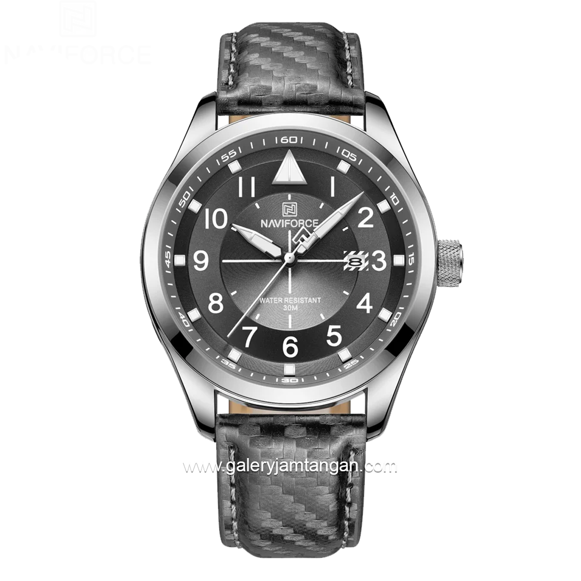 NAVIFORCE NF-8022M Grey Black Analog Leather Strap
