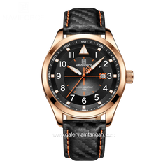 NAVIFORCE NF-8022M Black Rosegold Analog Leather Strap