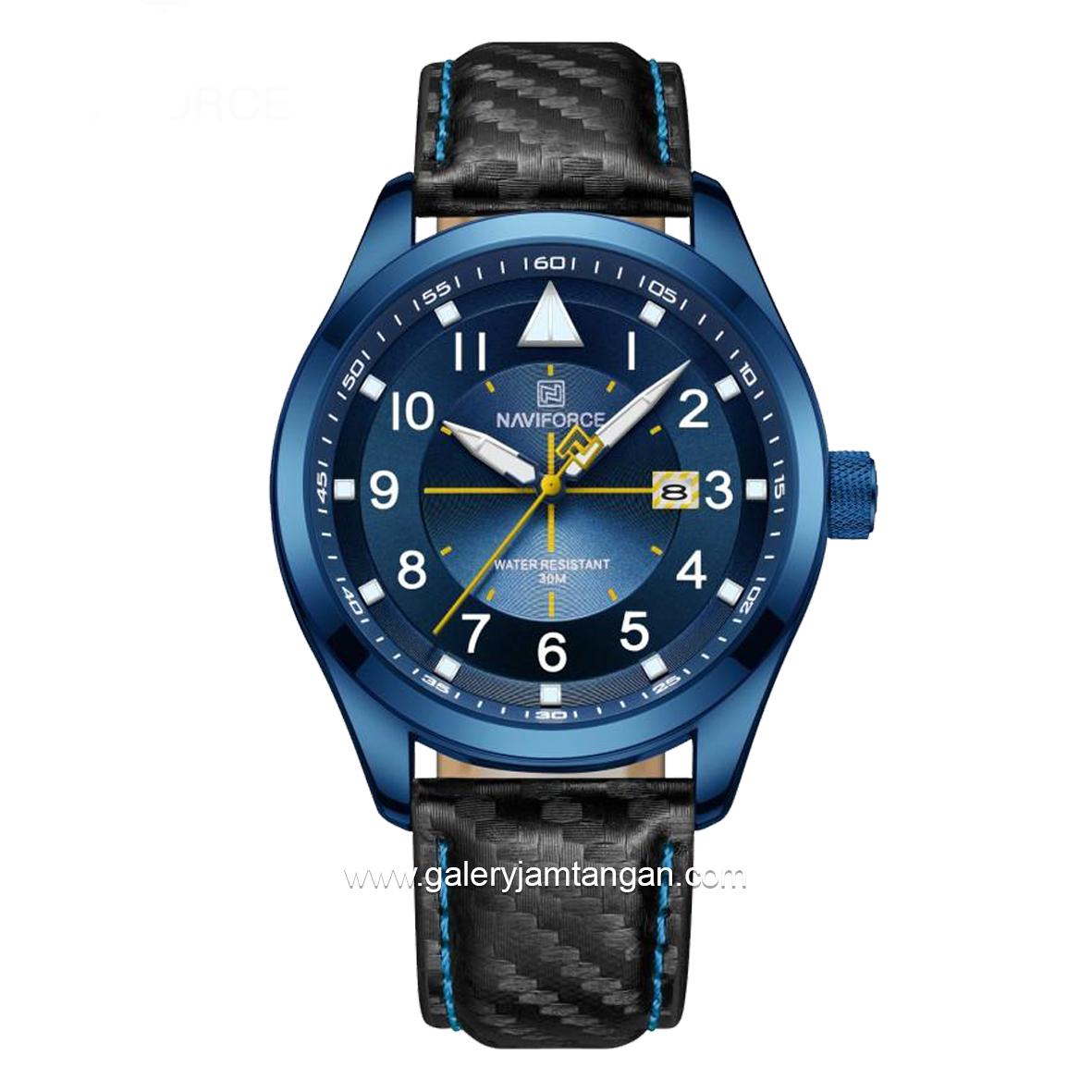 NAVIFORCE NF-8022M Black Navy Analog Leather Strap