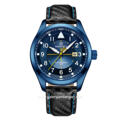 NAVIFORCE NF-8022M Black Navy Analog Leather Strap
