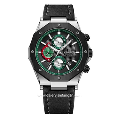 NAVIFORCE NF-8028M Black Chronograph Leather Strap