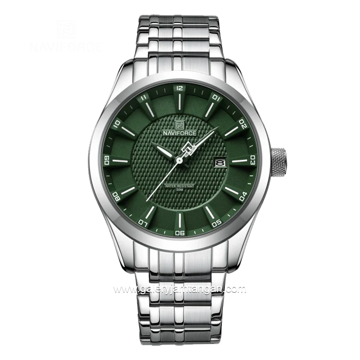 NAVIFORCE NF-8032 Silver Dial Green Stainless Steel