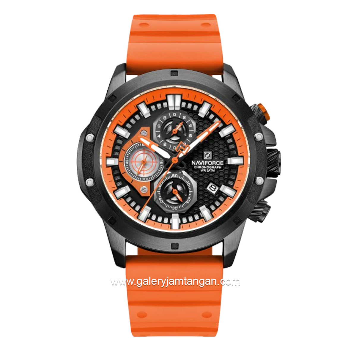 NAVIFORCE NF-8036M Chronograph Orange Black Silicone Strap