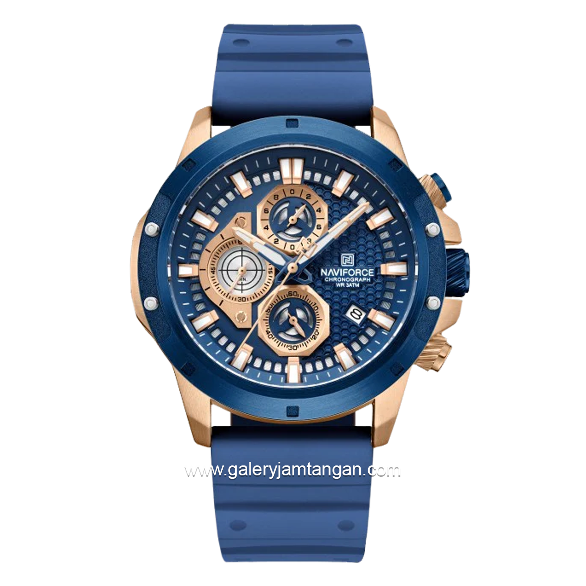 NAVIFORCE NF-8036M Chronograph Blue Rosegold Silicone Strap