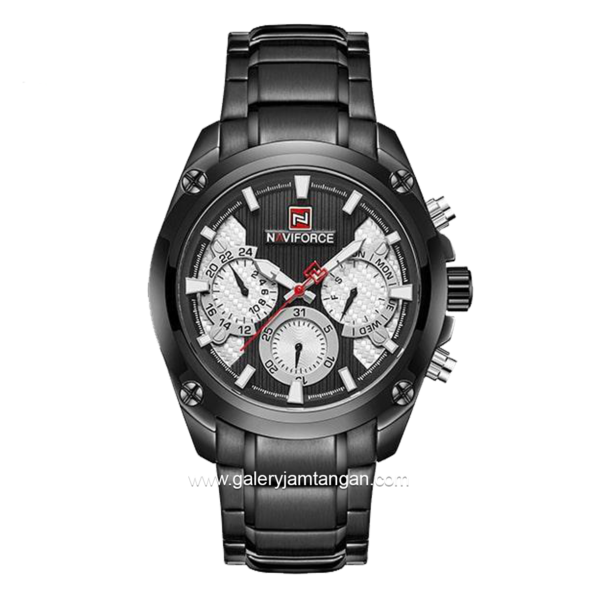 NAVIFORCE NF-9113M Chronograph Black Dial White Stainless Steel