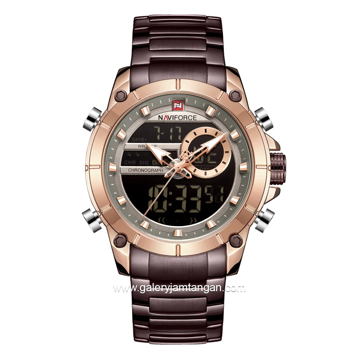 NAVIFORCE NF-9163M Ana-Digi Brown Rosegold Stainless Steel