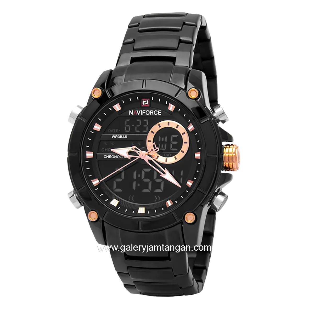 NAVIFORCE NF-9163M Ana-Digi Full Black Stainless Steel