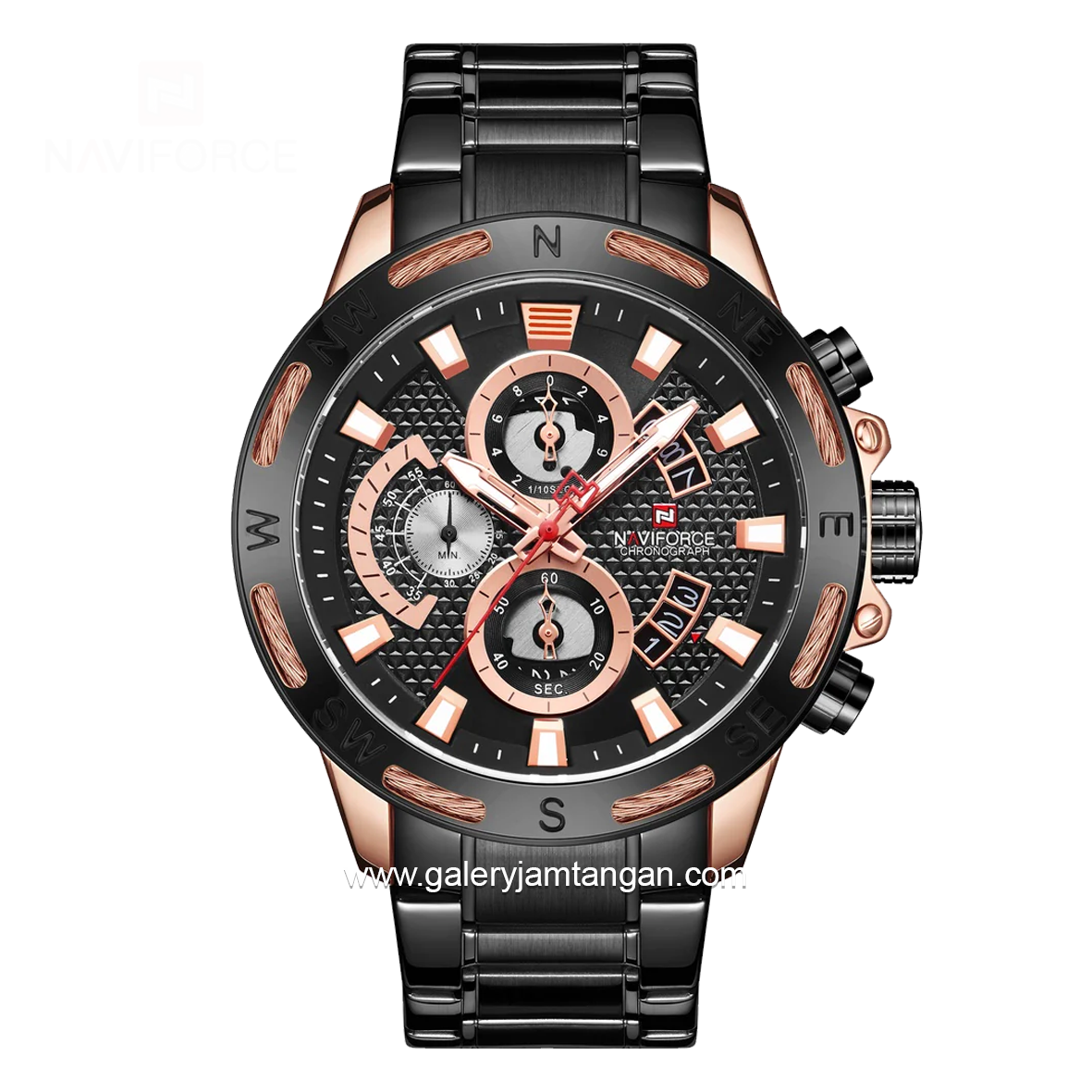 NAVIFORCE NF-9165M Black Rosegold Stainless Steel