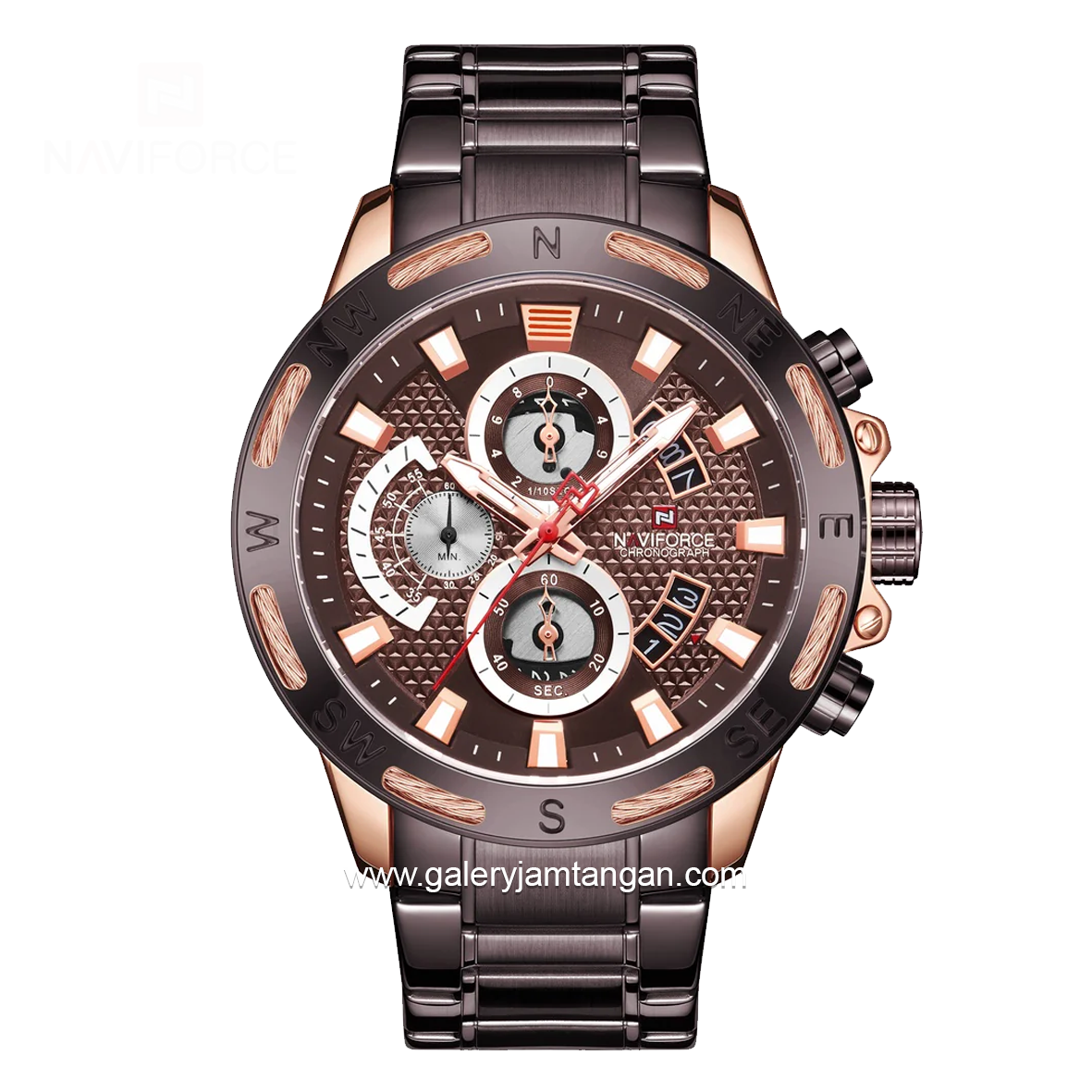 NAVIFORCE NF-9165M Brown Rosegold Stainless Steel