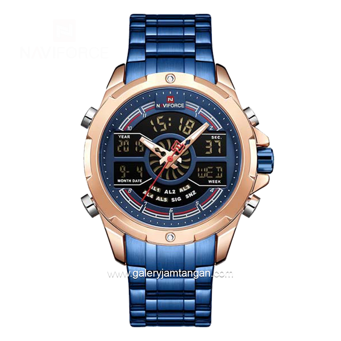 NAVIFORCE NF-9170M Navy Rosegold Stainless Steel Strap