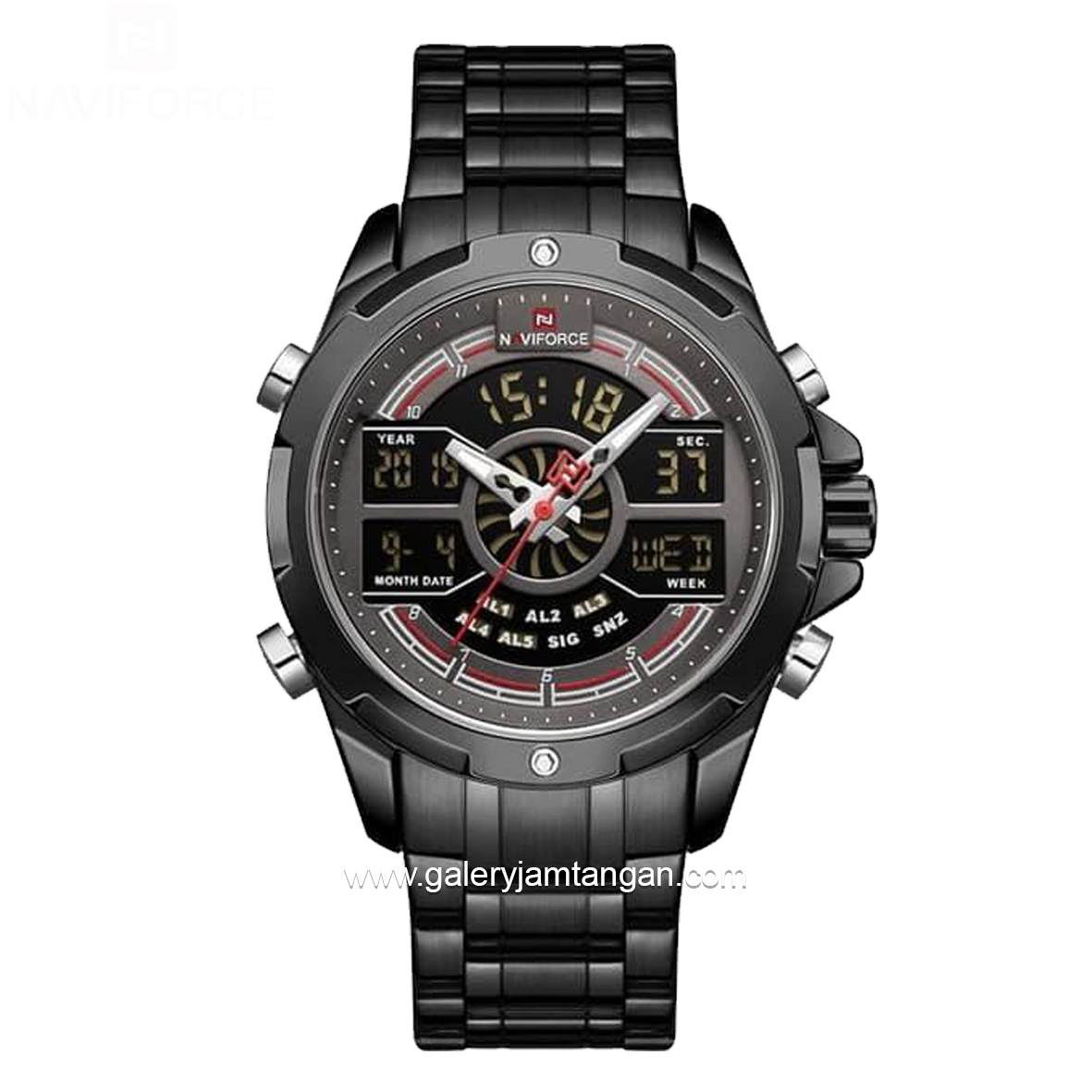 NAVIFORCE NF-9170M Full Black Stainless Steel Strap