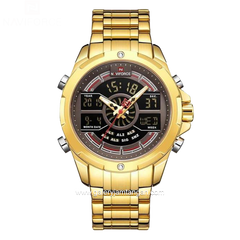 NAVIFORCE NF-9170M Gold Dial Brown Stainless Steel Strap
