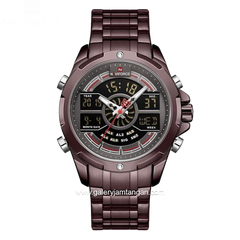 NAVIFORCE NF-9170M Brown Dial Black Stainless Steel Strap