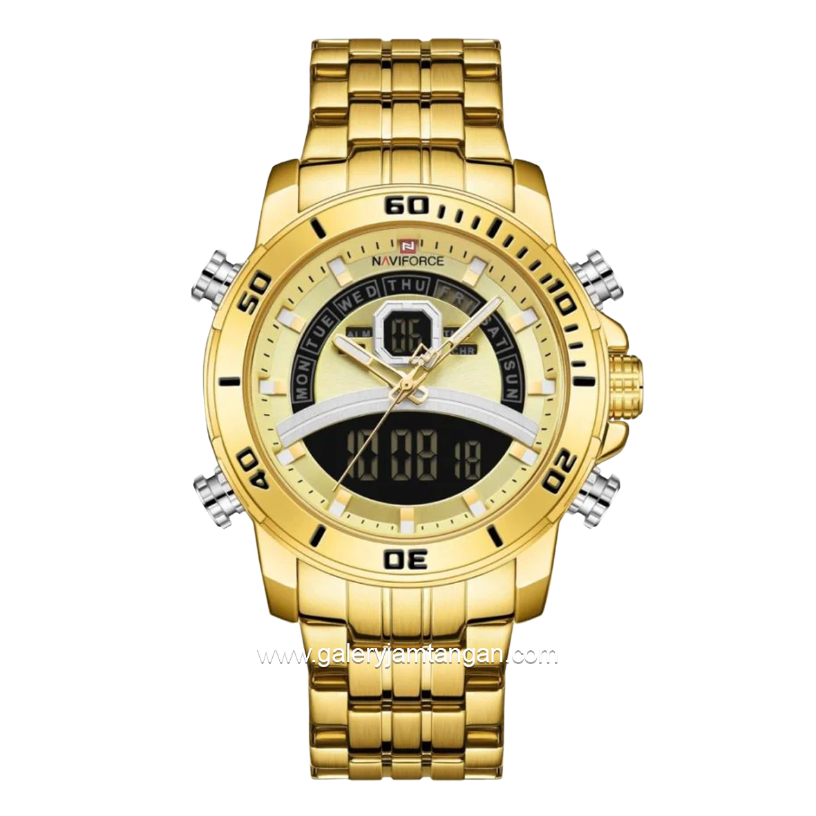 NAVIFORCE NF-9181M Digital Analog Full Gold Stainless Steel