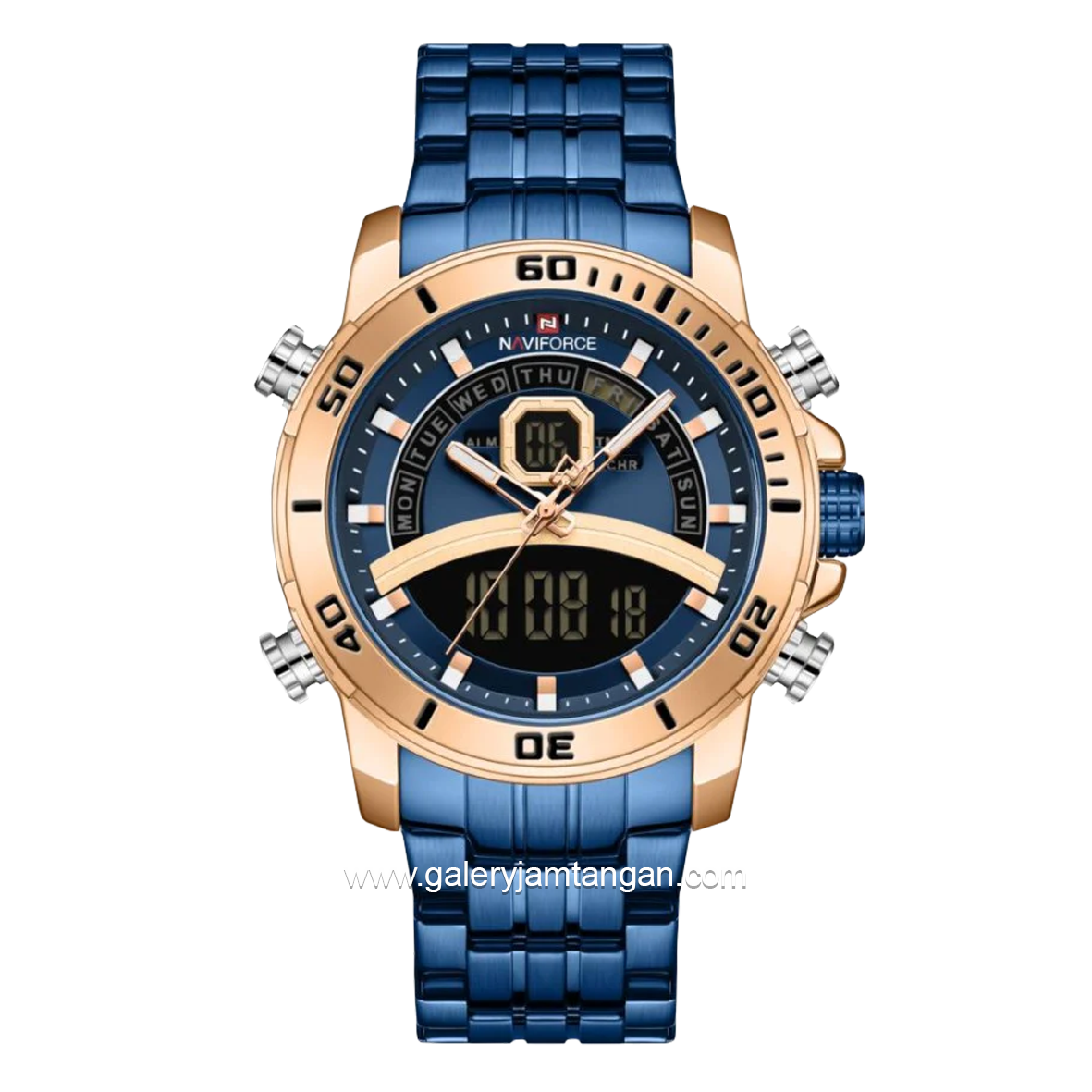 NAVIFORCE NF-9181M Digital Analog Blue Rosegold Stainless Steel