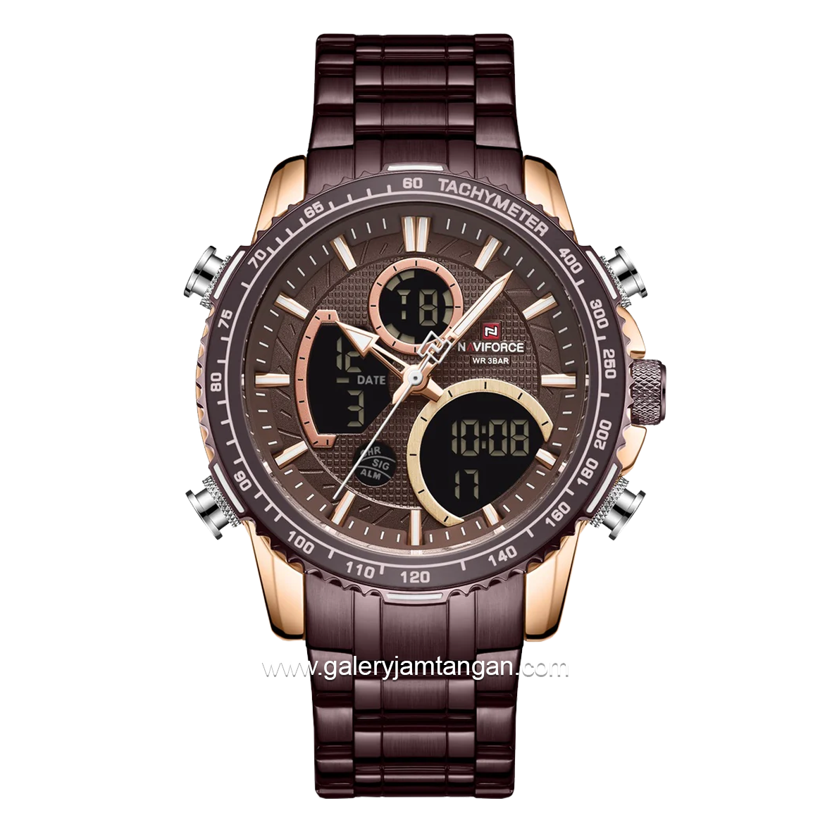 NAVIFORCE NF-9182M Digital Analog Brown Rosegold Stainless Steel