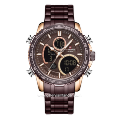 NAVIFORCE NF-9182M Digital Analog Brown Rosegold Stainless Steel