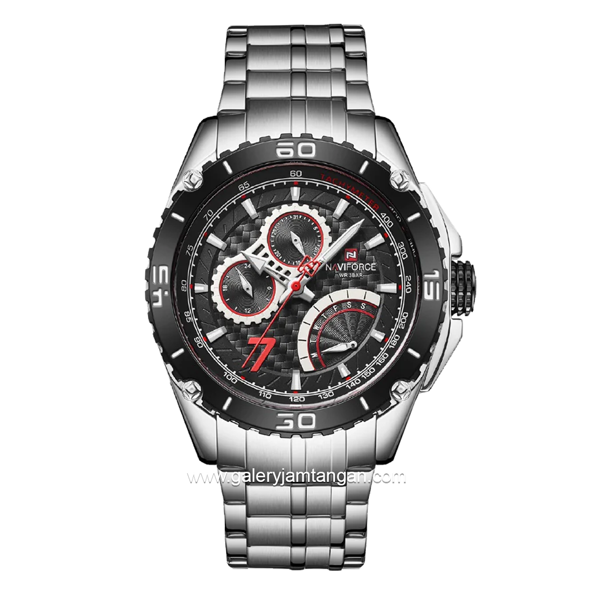 NAVIFORCE NF-9183M Silver Black Stainless Steel Strap