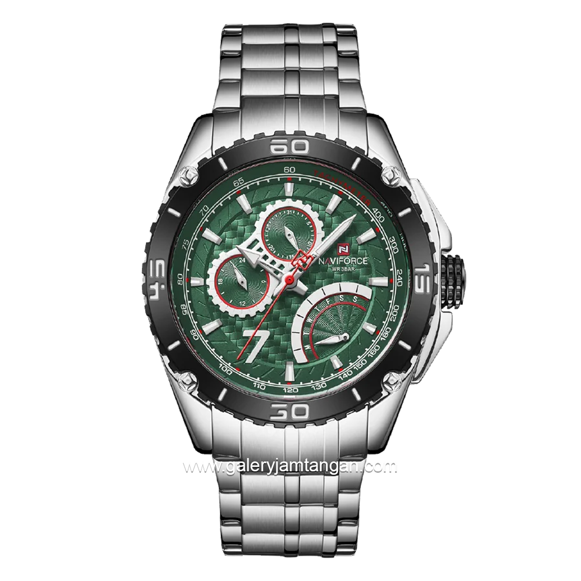 NAVIFORCE NF-9183M Silver Dial Green Stainless Steel Strap