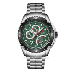 NAVIFORCE NF-9183M Silver Dial Green Stainless Steel Strap
