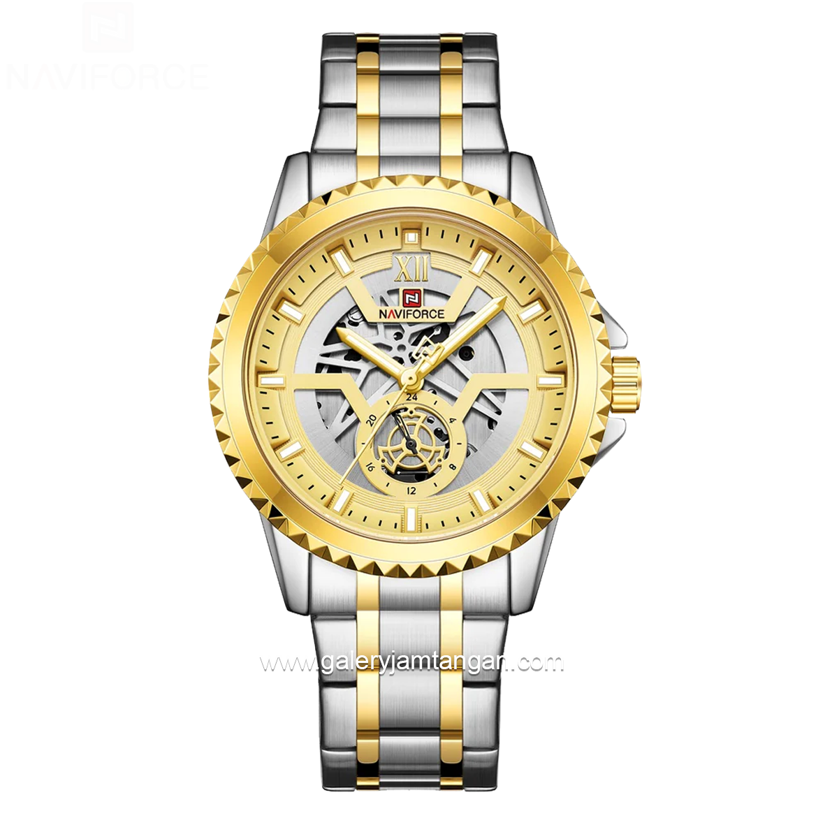 NAVIFORCE NF-9186M Silver Gold Stainless Steel