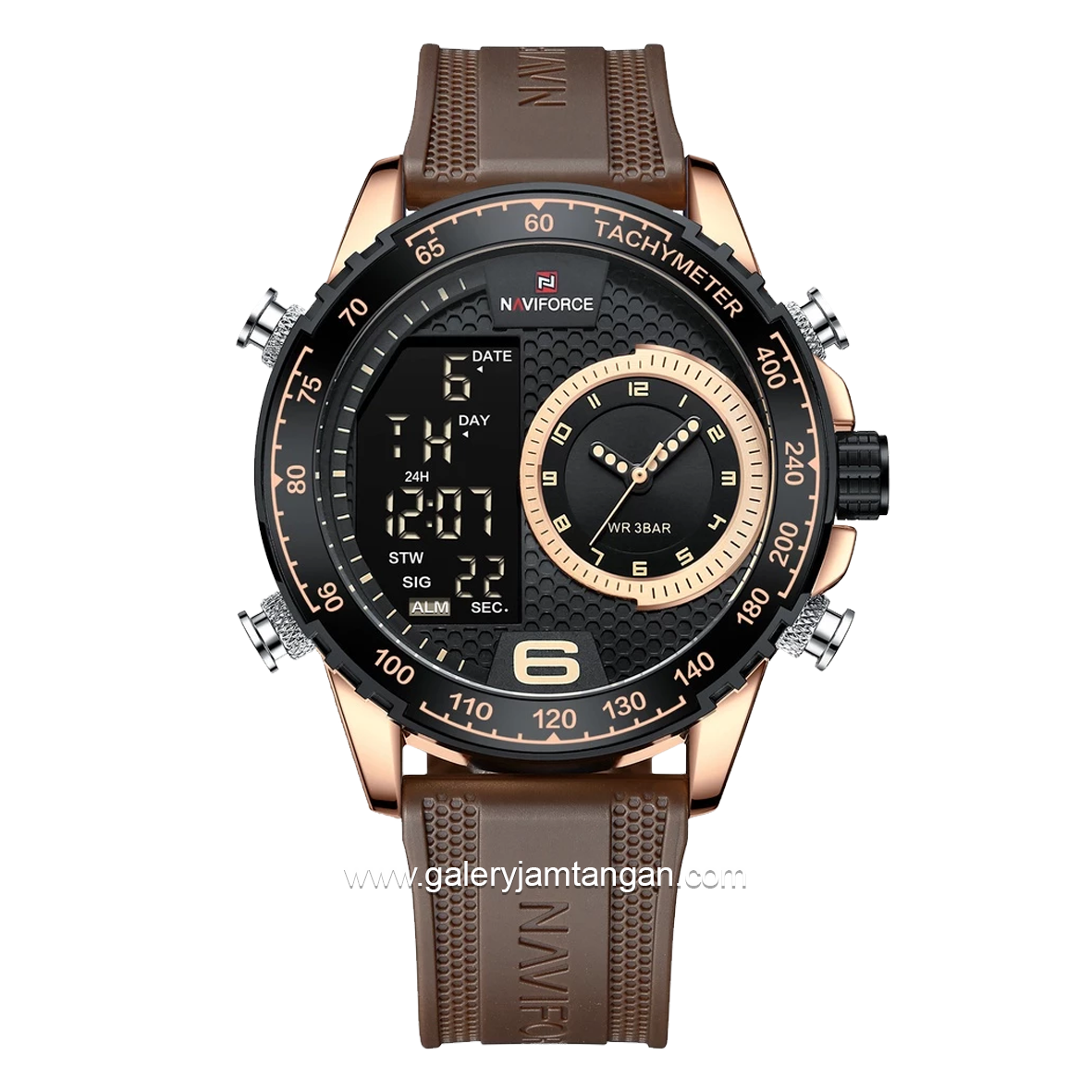 NAVIFORCE NF-9199M Digital Analog Ring Black Rubber Strap