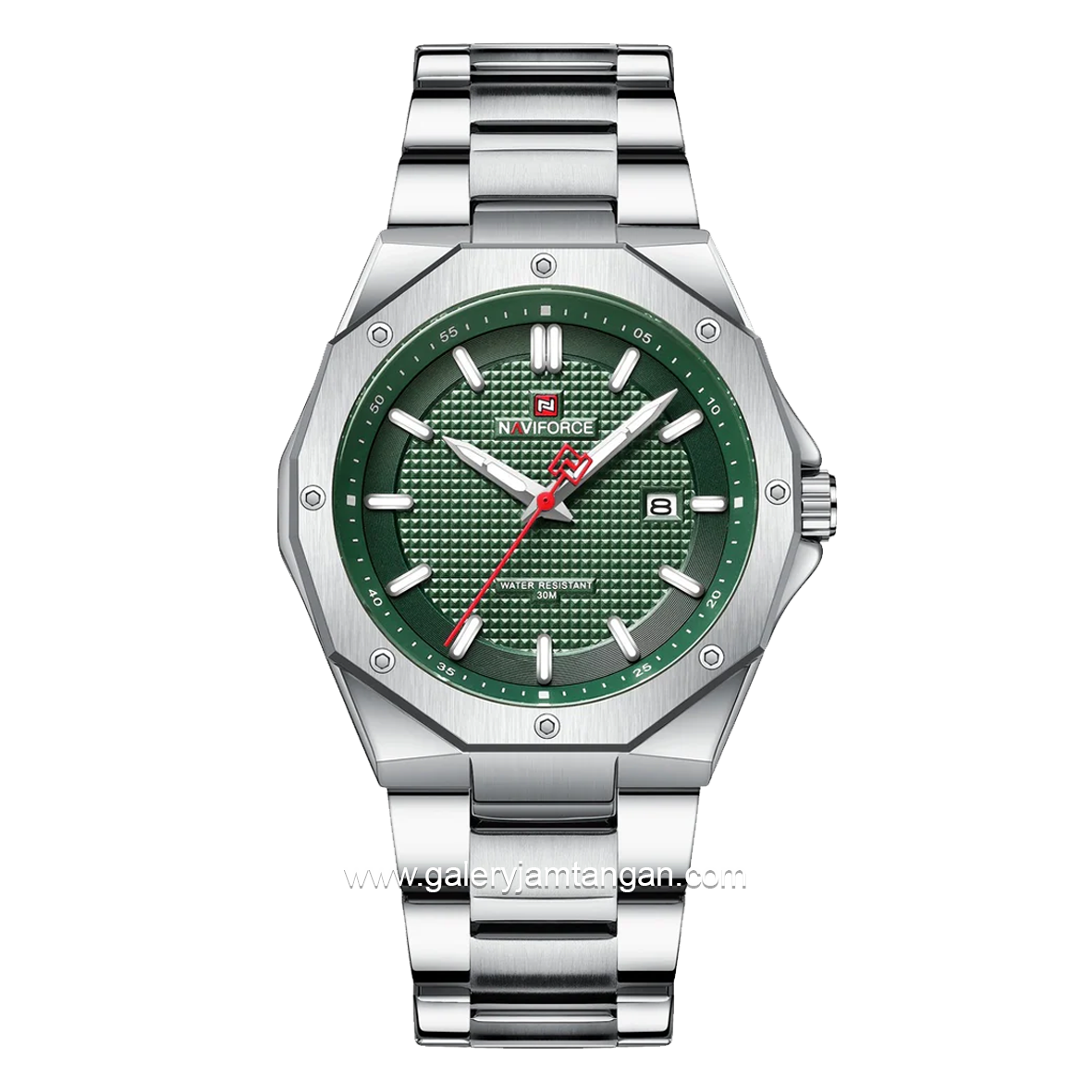 NAVIFORCE NF-9200M Silver Dial Green Stainless Steel Strap