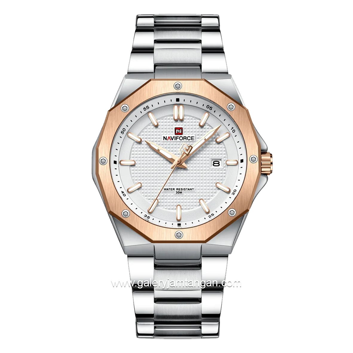 NAVIFORCE NF-9200M Silver Rosegold Stainless Steel Strap