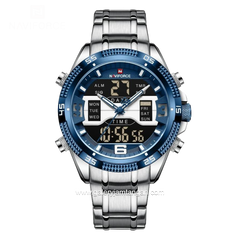 NAVIFORCE NF-9201M Silver Dial Navy Analog Digital Stainless Steel