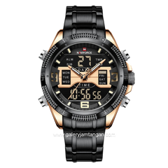NAVIFORCE NF-9201M Black Rosegold Analog Digital Stainless Steel Strap