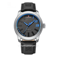 NAVIFORCE NF-9202M Black Hour Marker Blue Leather Strap