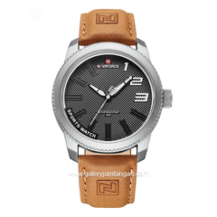 NAVIFORCE NF-9202M Brown Hour Marker Silver Leather Strap