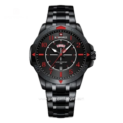 NAVIFORCE NF-9204M Black Hour Marker Red Stainless Steel