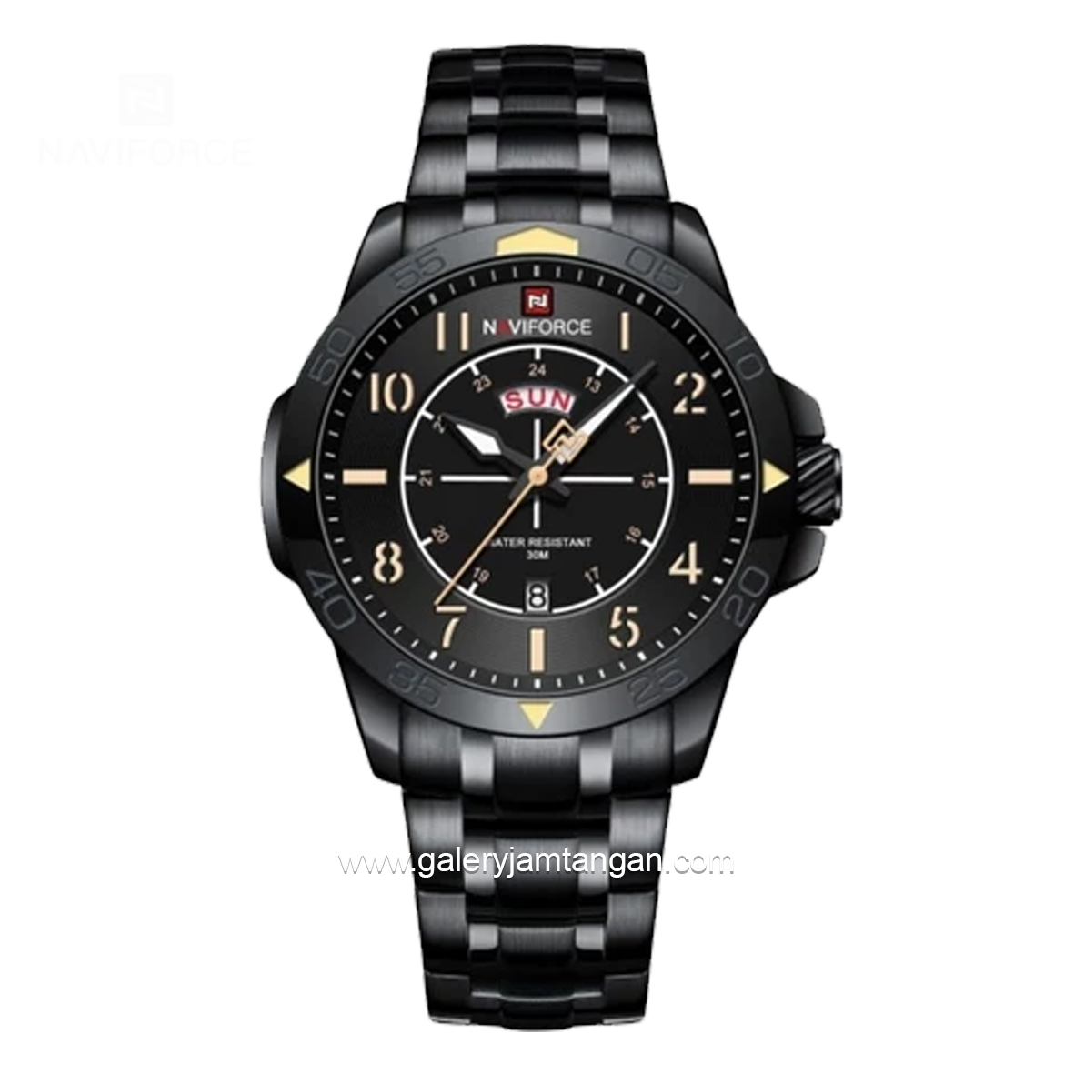 NAVIFORCE NF-9204M Black Hour Marker Yellow Stainless Steel