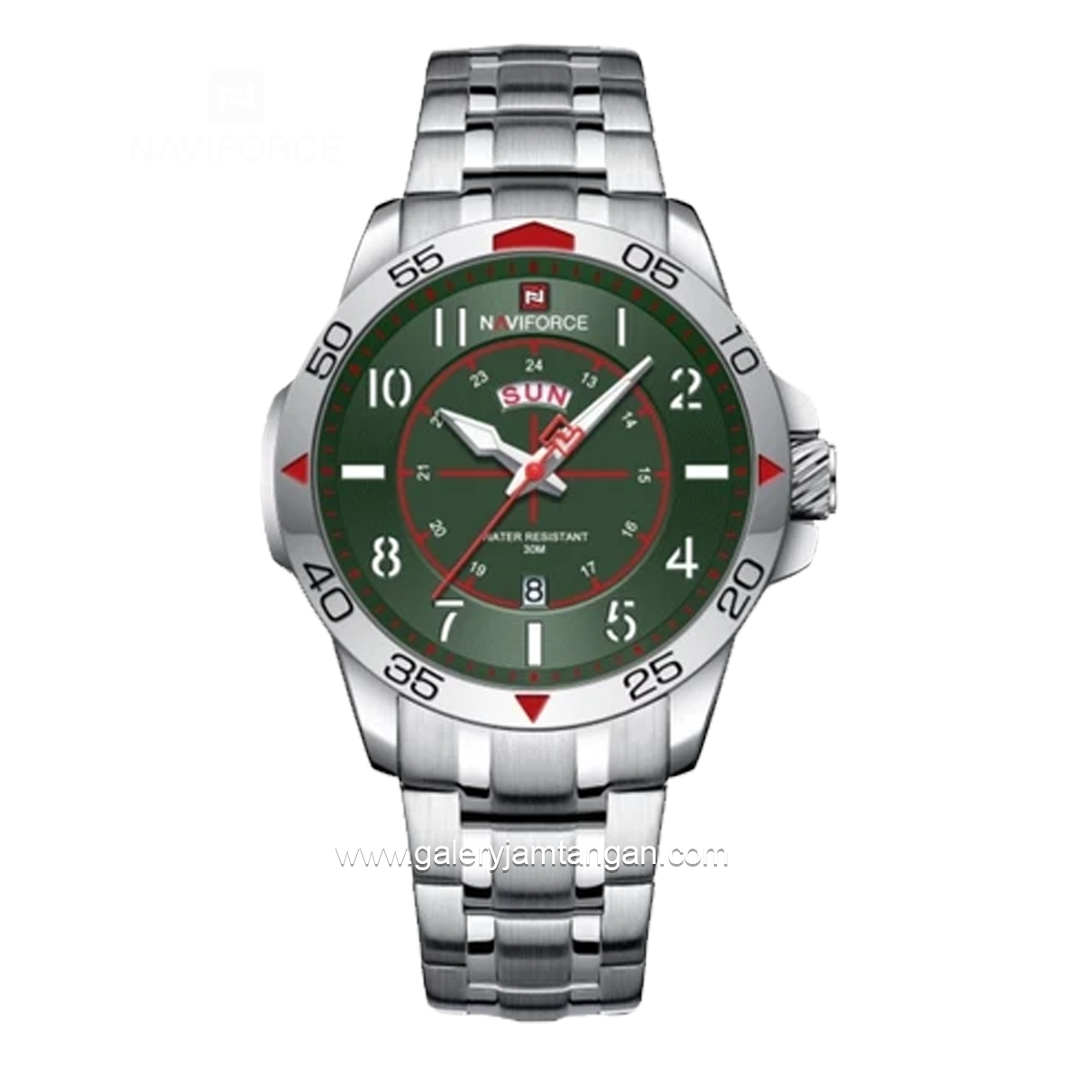 NAVIFORCE NF-9204M Silver Dial Green Stainless Steel