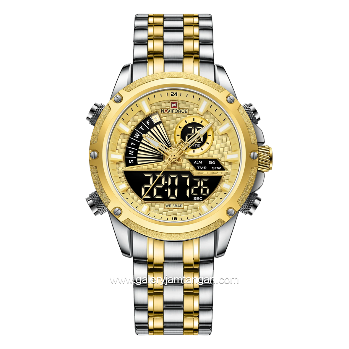 NAVIFORCE NF-9205 Dual Display Silver Gold Stainless Steel
