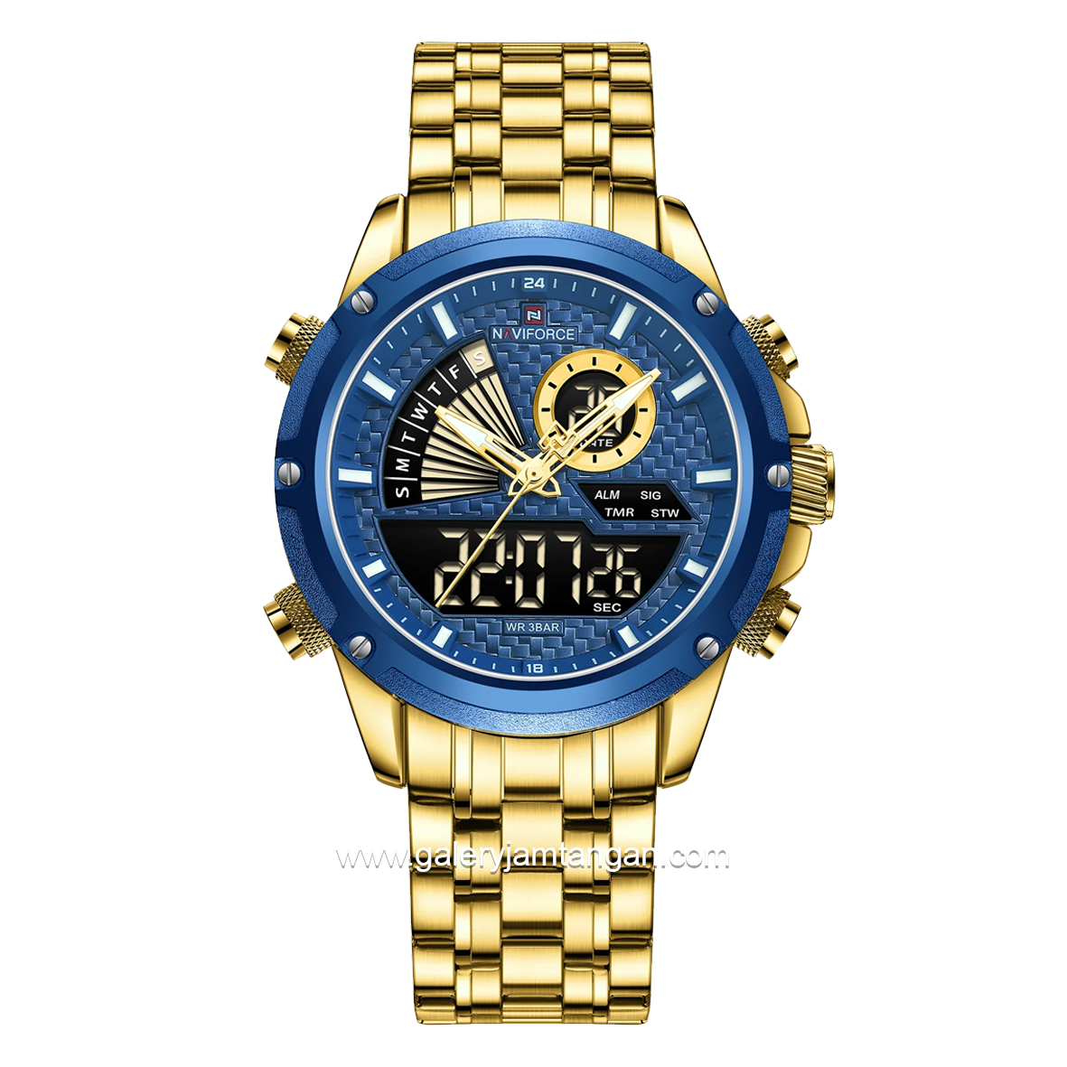 NAVIFORCE NF-9205 Dual Display Gold Navy Stainless Steel