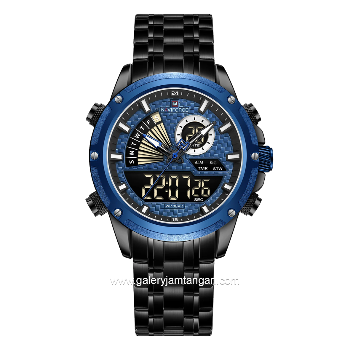 NAVIFORCE NF-9205 Dual Display Black Blue Stainless Steel