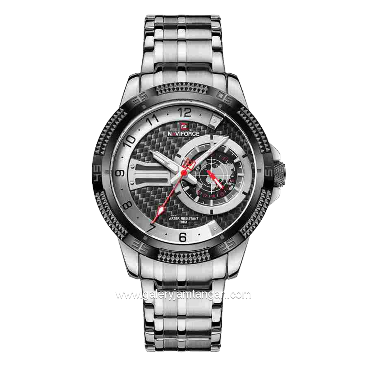 NAVIFORCE NF-9206M Multifuction Silver Ring Black Stainless Steel