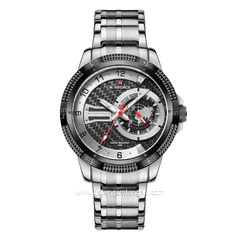 NAVIFORCE NF-9206M Multifuction Silver Ring Black Stainless Steel