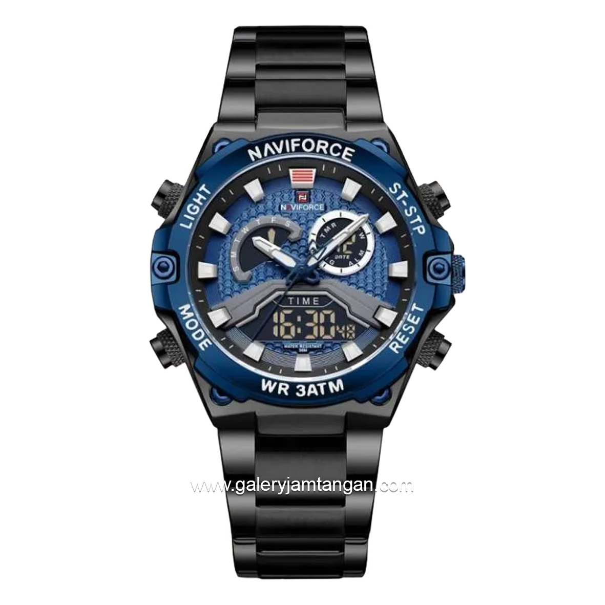 NAVIFORCE NF-9207M Black Dial Blue Stainless Steel Strap
