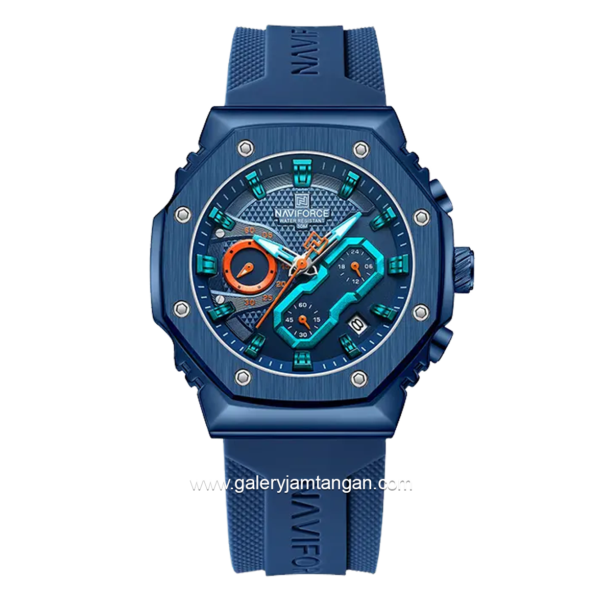 NAVIFORCE NF-8035G & NF-8035L Chronograph Blue Rubber Strap
