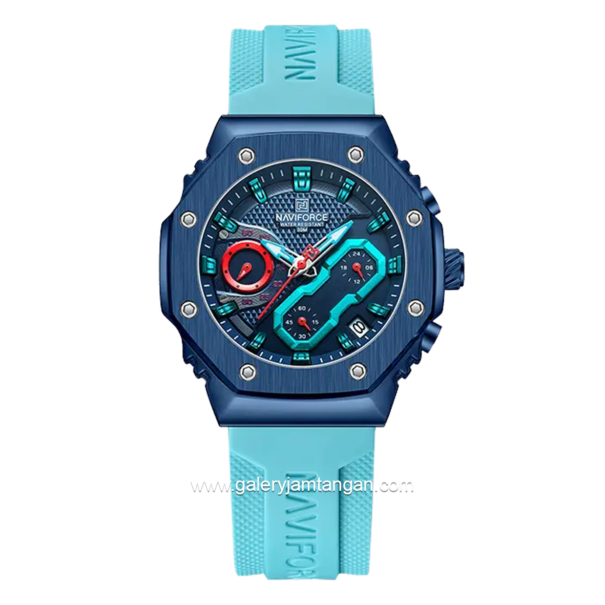 NAVIFORCE NF-8035G & NF-8035L Chronograph Blue Rubber Strap